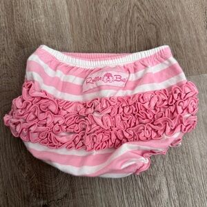 Ruffle Butts Pink White Stripe Diaper Cover Baby Girl 6-12 Months